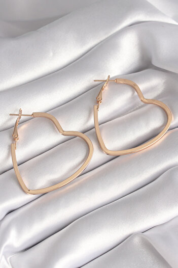 Toptan Bulurum Brass Gold Color Heart Model Women's Earrings