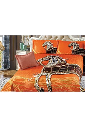 OEM Quilted velvet blanket, with pattern, 5 pieces, double bed, 230x250 cm, CM03