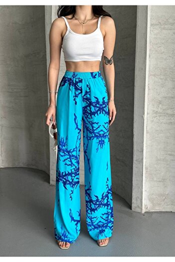 VOLT CLOTHİNG Women's Patterned Viscose Fabric Palazzo Trousers