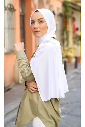 LA SEFA Hijab Combed Shawl Plain White