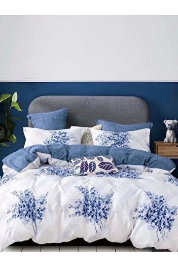 JOJO Superior Fine Cotton Bedding, 4 Pieces, Single Bed, Blue/White Floral