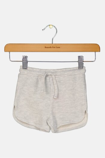 Fox Toddlers Girl Mettalic Drawstring Basic Shorts, Light Grey