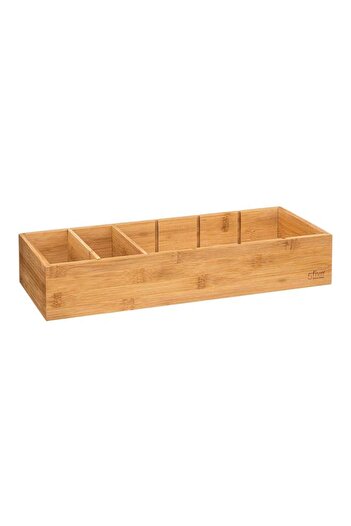 Generic Five Simply Smart Tidy 3-Bin SpSaving Bamboo Storage Modular Organizer Brown