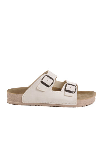 Aspor White Double Striped Anatomical Women's Slippers