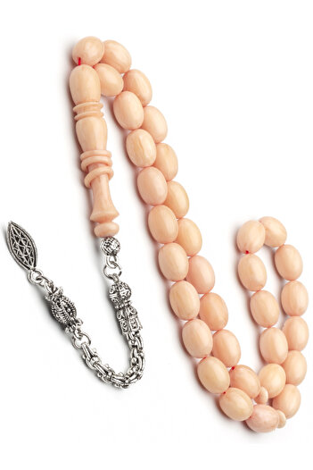 OTTOTESBİH Men's Gift 8X11Mm Katalin Prayer Beads, Bleeding Baga Prayer Beads White