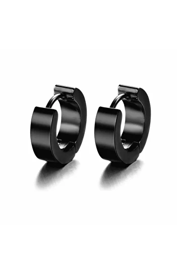 Chavin Steel 4 mm Black Hoop Earring Ey21Sy