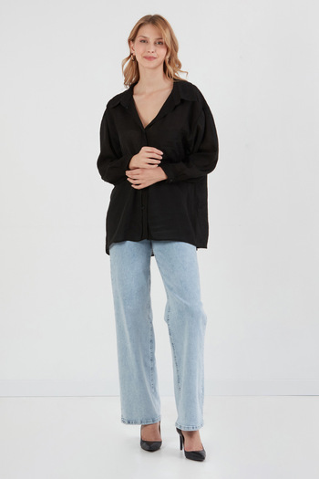 Fulla Moda Basic Pocketed Loose Chiffon Shirt