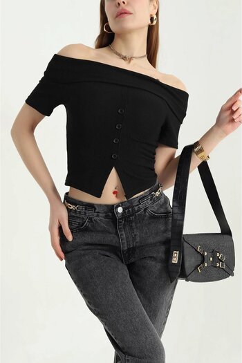 İKLİM LİFE Ottoman Fabric Madonna Collar Lycra Blouse