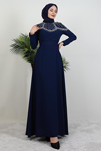 GİYZAMİLA Φόρεμα Nisan Stone Navy Blue