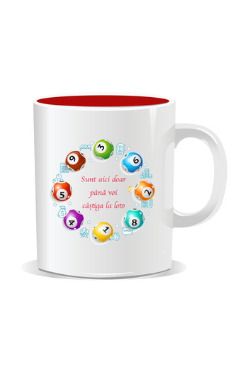 OEM Personalized mug with funny message, I'm only here until I win the lottery - Red interior