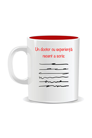 OEM Personalized mug with funny message, A recently experienced doctor wrote - Red interior