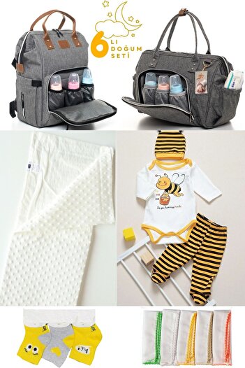 Pimadyo Large Maternity Set (Hospital Release, Shoulder and Backpack, Blanket, 10-Piece Wipes and 3-Piece Socks)