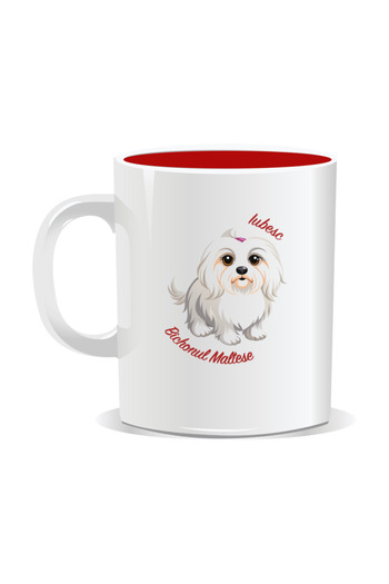 OEM Personalized mug with messages for dog lovers, I love Maltese Bichon - Red interior