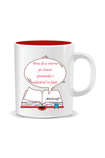 OEM Personalized mug with funny message, Bitchcraft - The art of annoying someone - Red interior