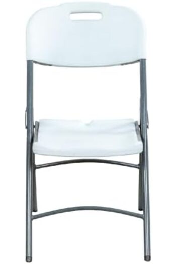 BUNCA Folding camping and hiking chair - strong plastic with metal legs - easy to carry and comfortable, holds up to 200 kg - white