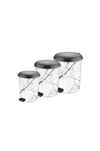 LeesHome 3-Piece White Merner Look Inner Bucket Pedal Trash Can: 20 Liters 11 Liters 6 Liters