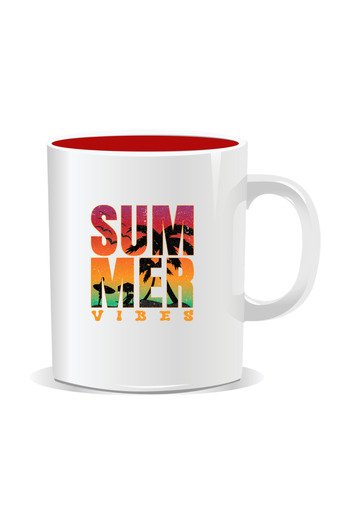 OEM Personalized mug with summer messages, Summer Vibes 3 - Red interior