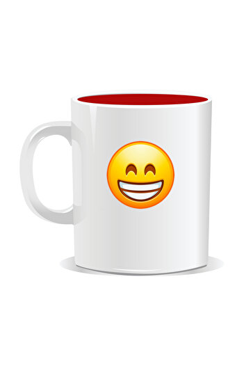 OEM Personalized mug with laughing Emoji, Happiness is written on the face