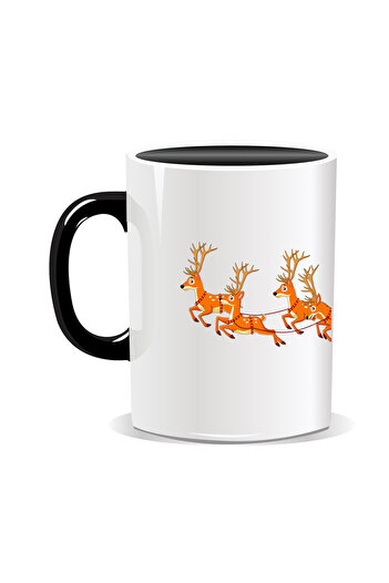 OEM Personalized Christmas mug, Santa on sleigh, Ho Ho Ho - Black interior