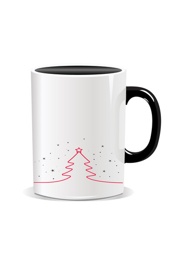 OEM Personalized Christmas mug, Subtle stylized Christmas tree - Black interior