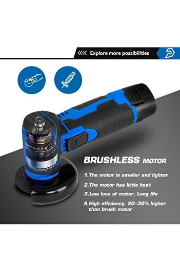 Generic Polizor unghiular, 12V, 18500 rpm, M5, Cu Baterie, Albastru