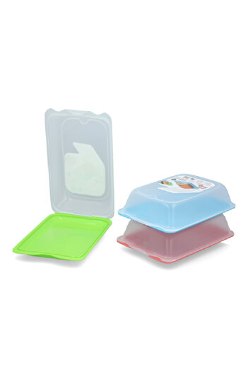 Tatay Stackable Rectangular Plastic Maxi Food Container Set Assorted Color