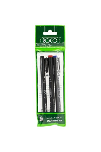 Roco Calligraphy Pen Chisel 3 mm Black, Blue, Red