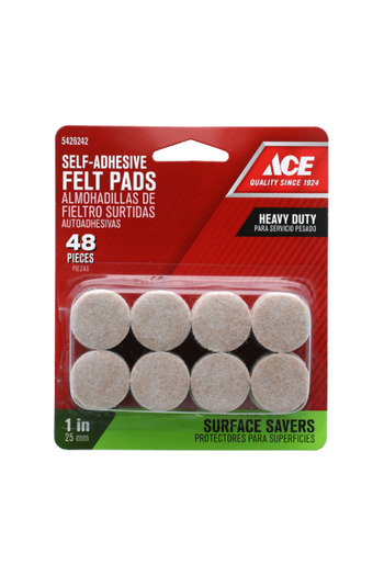 ACE 48-Piece Round Self Adhesive Heavy Duty Durable Felt Pads Brown 1inch