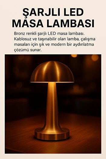 keyfisepet en keyifli sepet Şarjlı Dokunmatik Metal Masa Lambası – Loş Işıklı Gece Lambası