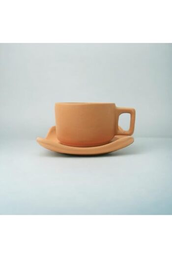 Generic ARK Terrapura Sustainable Earthenware Cup and Saucer Set – 6 Pieces, 120 ml x 6 Pieces