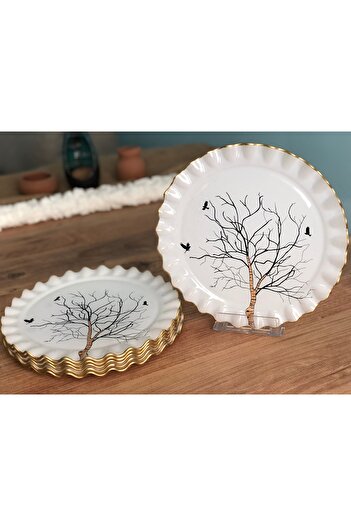 B&M Tree Patterned Curved Serving Plate 6 Pieces