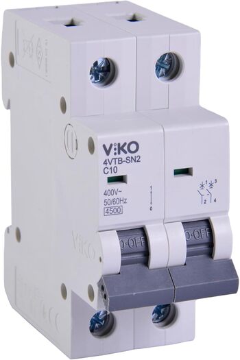STOREMAX صمام حماية أوتوماتيكي 4VTB-2C10 من سيلبيوست، 4.5 كيلو أمبير، نوع C، ثنائي القطب، 10 أمبير، عصري 266450