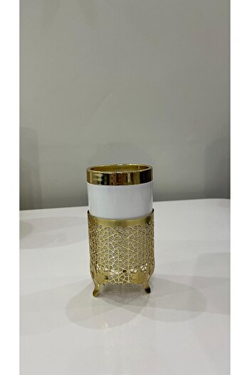 Zoe Home 5 Piece Luxury Wc Set Gold Detailed Modern Bathroom Accessory Set