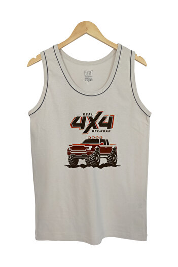 Raf Coll Men's Strappy Knitted T-Shirt with Interlayer 4*4 Car Digital Printed 100% Cotton