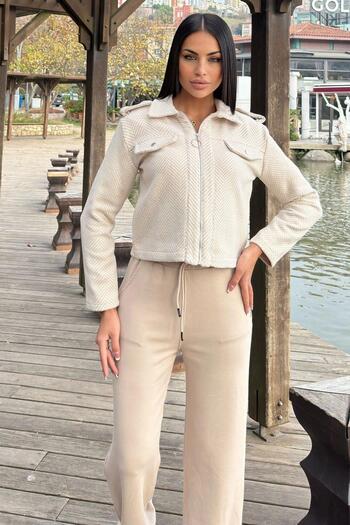 NEW LAVİVA Women's Ecru Cashmere Jacket - 700-3682