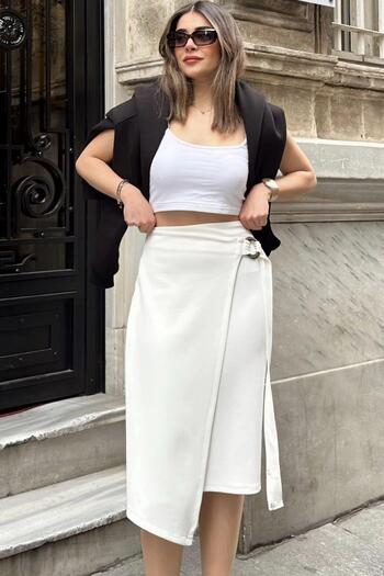 NEW LAVİVA Women's White Skirt - 700-3566