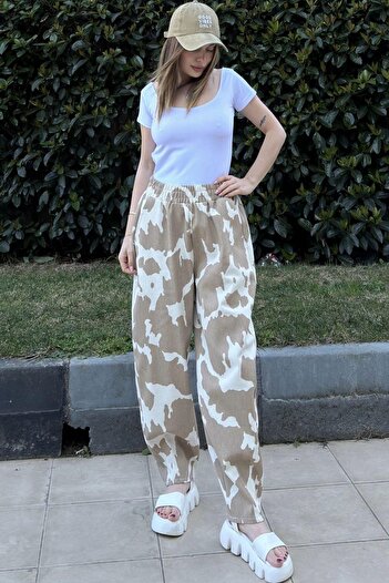 NEW LAVİVA Women's Beige Gabardine Trousers - 700-3548