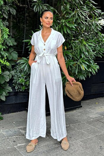 NEW LAVİVA Women's White Jumpsuit - 700-3405
