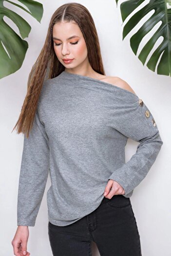 NEW LAVİVA Women's Gray Collar Blouse - 700-2747