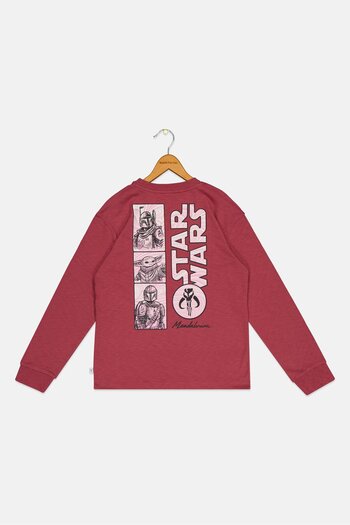 GAP Star Wars x Gap Kids Boy Crew Neck Long Sleeve Graphic Print T-Shirt, Dark Mauve