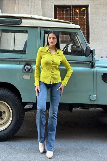 NEW LAVİVA Cămașă verde pentru femei - 700-3552