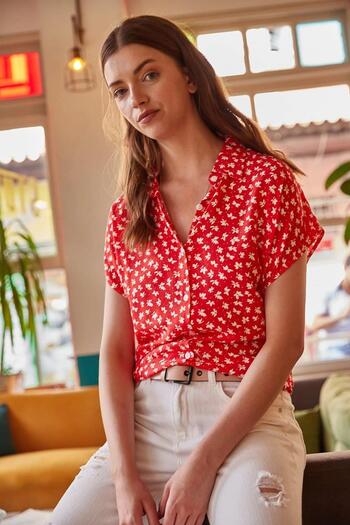 NEW LAVİVA Women's Red Shirt - 700-K4362