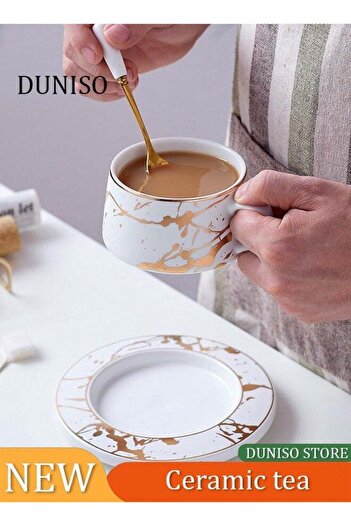 Generic Ceramic Tea Coffee Cup, Small 250ml Porcelain Fashion Marble Pattern Demitasse Cups