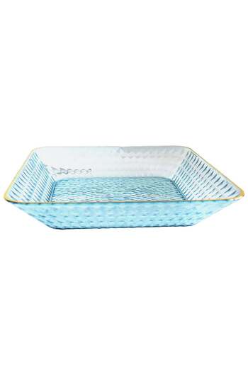 PUFO Elegant decorative tray Pufo Luxury for serving appetizers, cakes, fruits, 22 cm, blue