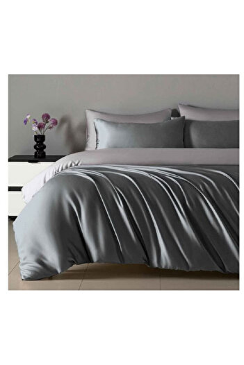 Primavara Double bed linen, 4 pieces, Finet Satinat, Fitted sheet 180x200cm, Grey