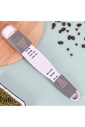PUFO Adjustable measuring spoon Pufo for weighing flour, tea, spices, white/gray
