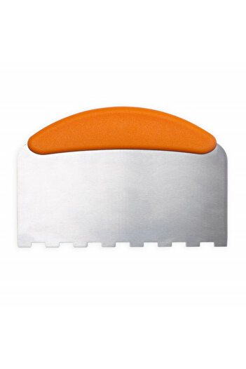 PUFO Large scraper with straight teeth, for cutting dough, decorating icing, cake cream, metallic, 23 cm