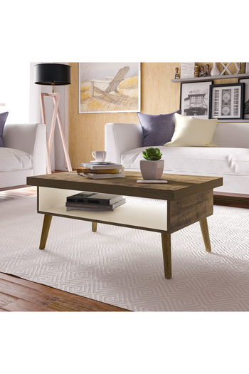 ARTLY Center coffee table for living rooms and homes, pine and off-white color, 91*44.5*59