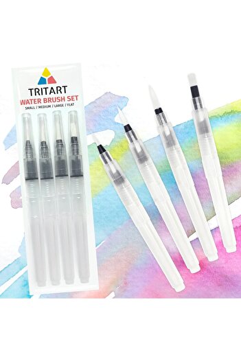 Tritart Set de 4 pensule acuarelă Tritart, rezervor de apă, reîncărcabil