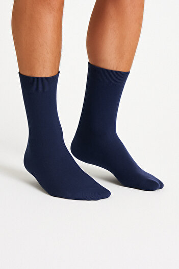 Ducks Socks Мъжки тъмносини памучни безшевни дълги чорапи до глезена